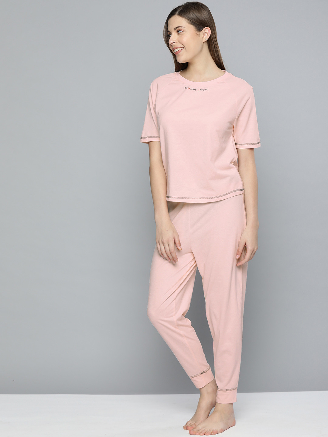 

Chemistry Women Pink Solid Night suit