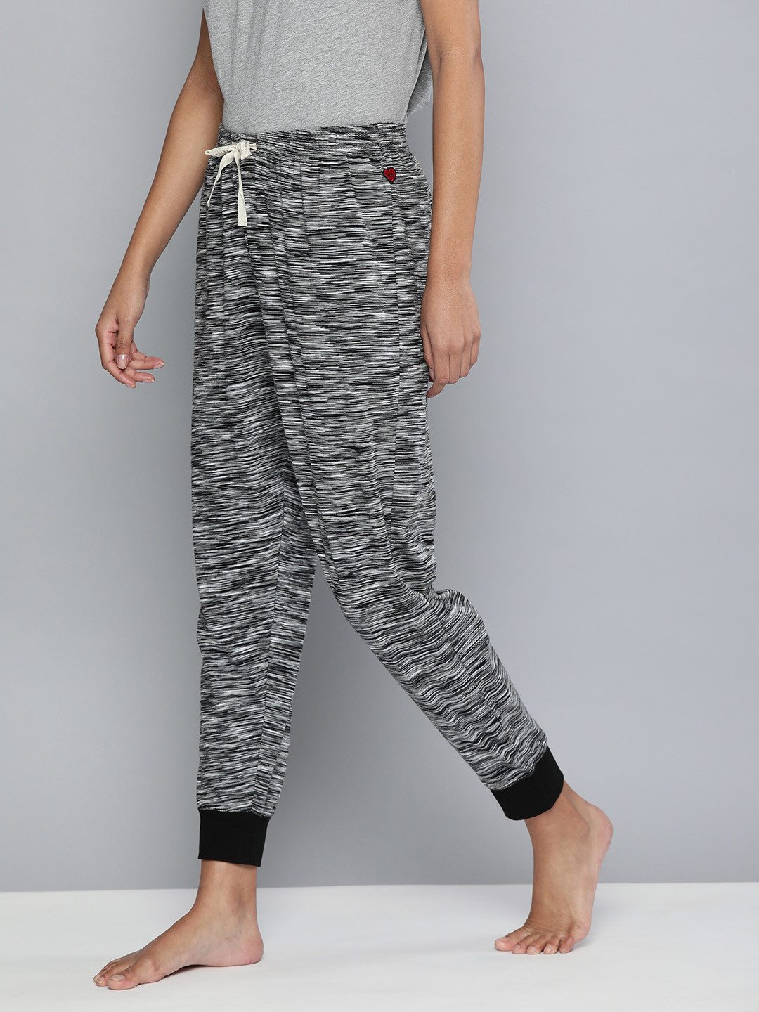 

Chemistry Women Black Melange Solid Lounge Jogger Pants