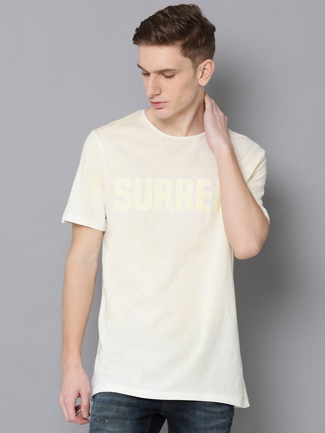 

Antony Morato Men Yellow Printed Round Neck T-shirt