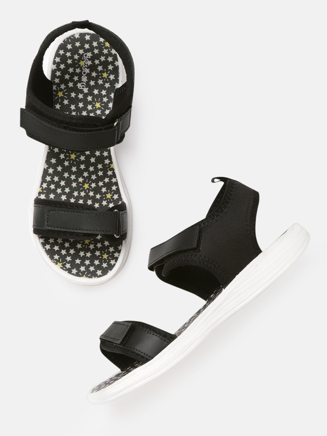 

DressBerry Women Black Solid Sports Sandals