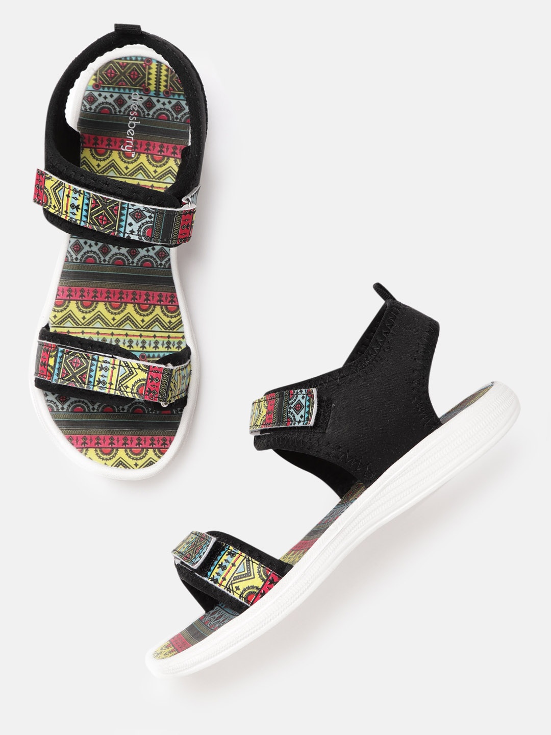 

DressBerry Women Multicoloured Tribal Print Sports Sandals, Multi