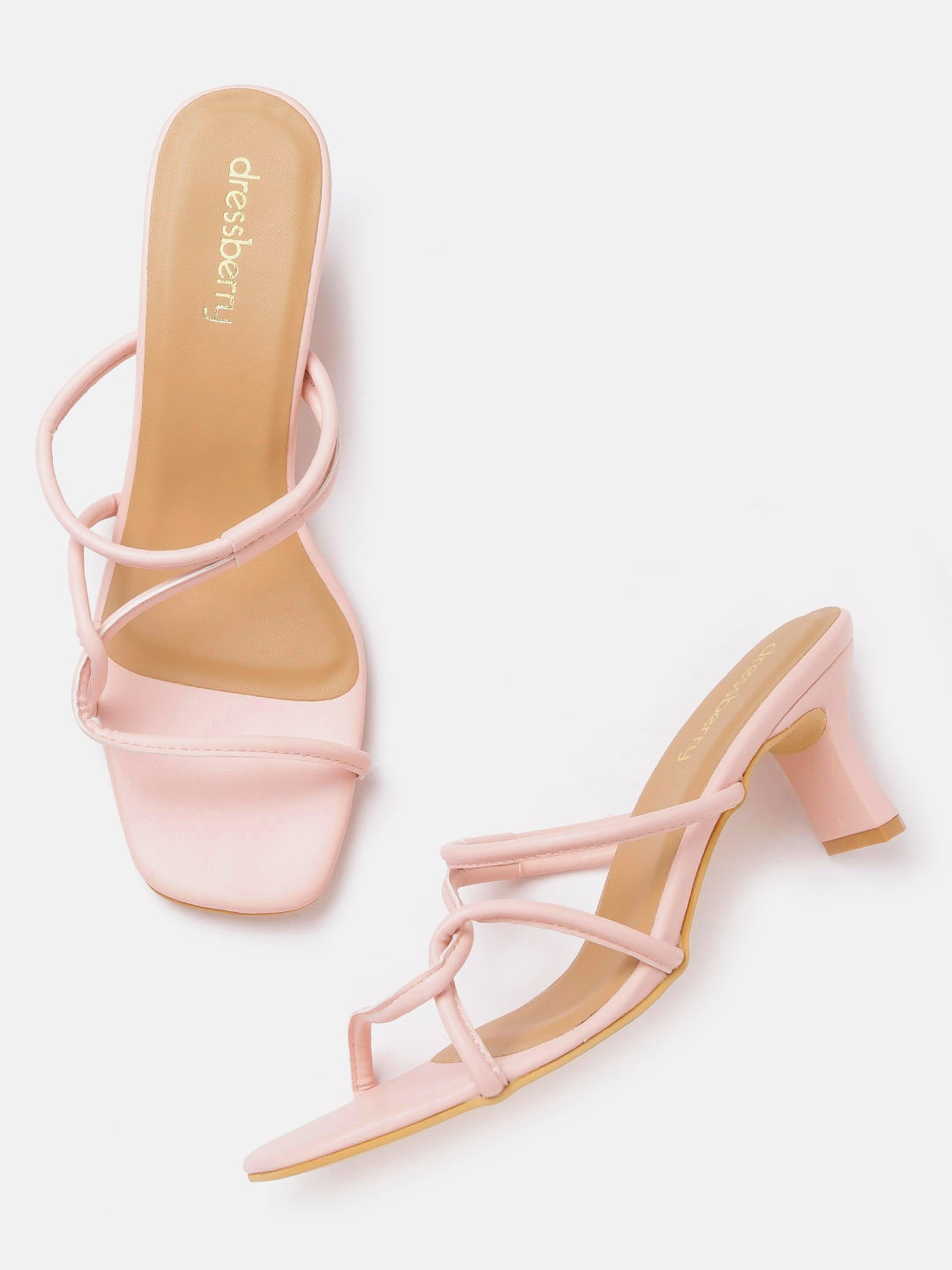 

DressBerry Women Peach-Coloured Solid Strappy Heels