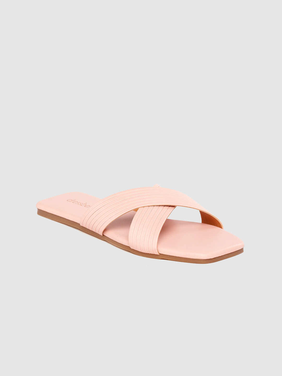 

DressBerry Women Peach-Coloured Self Striped Open Toe Flats