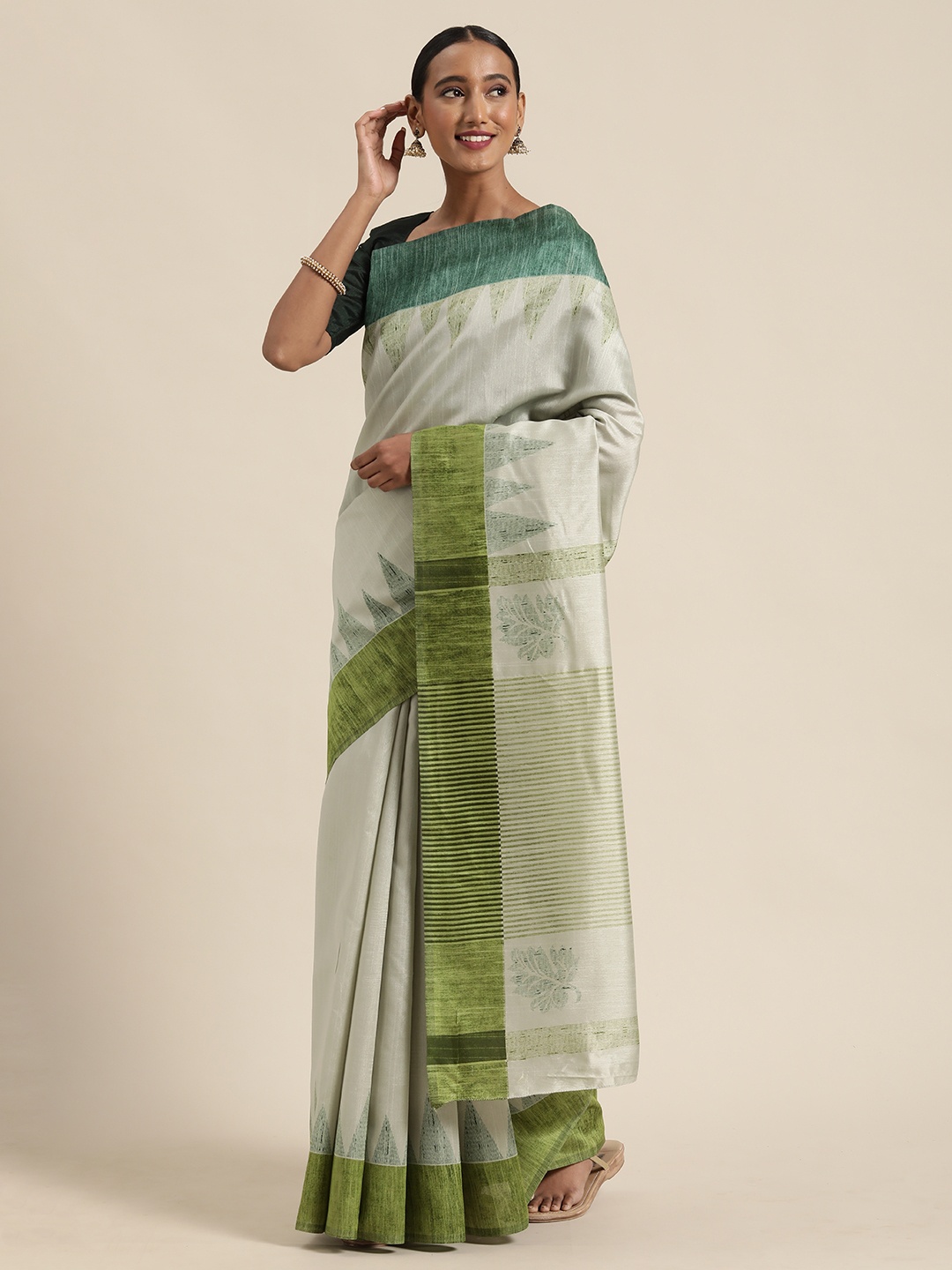 

Saree mall Women Sea Green Art Silk Printed Bagru Saree