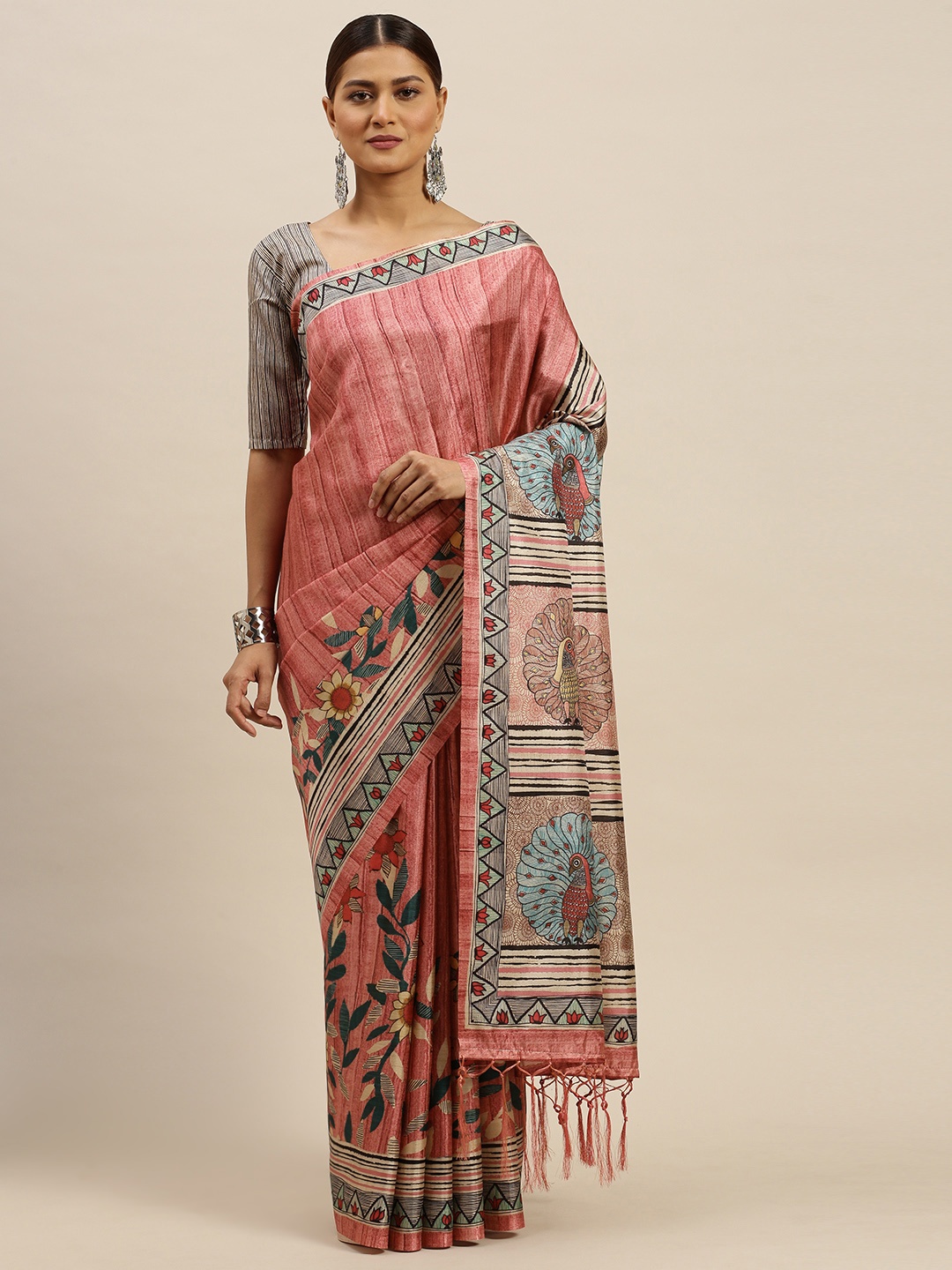 

Saree mall Pink & Multicoloured Printed Saree