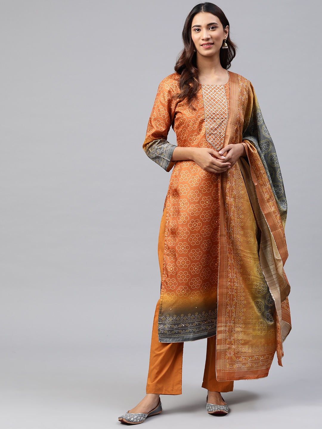

Readiprint Fashions Rust Orange Printed Unstitched Dress Material