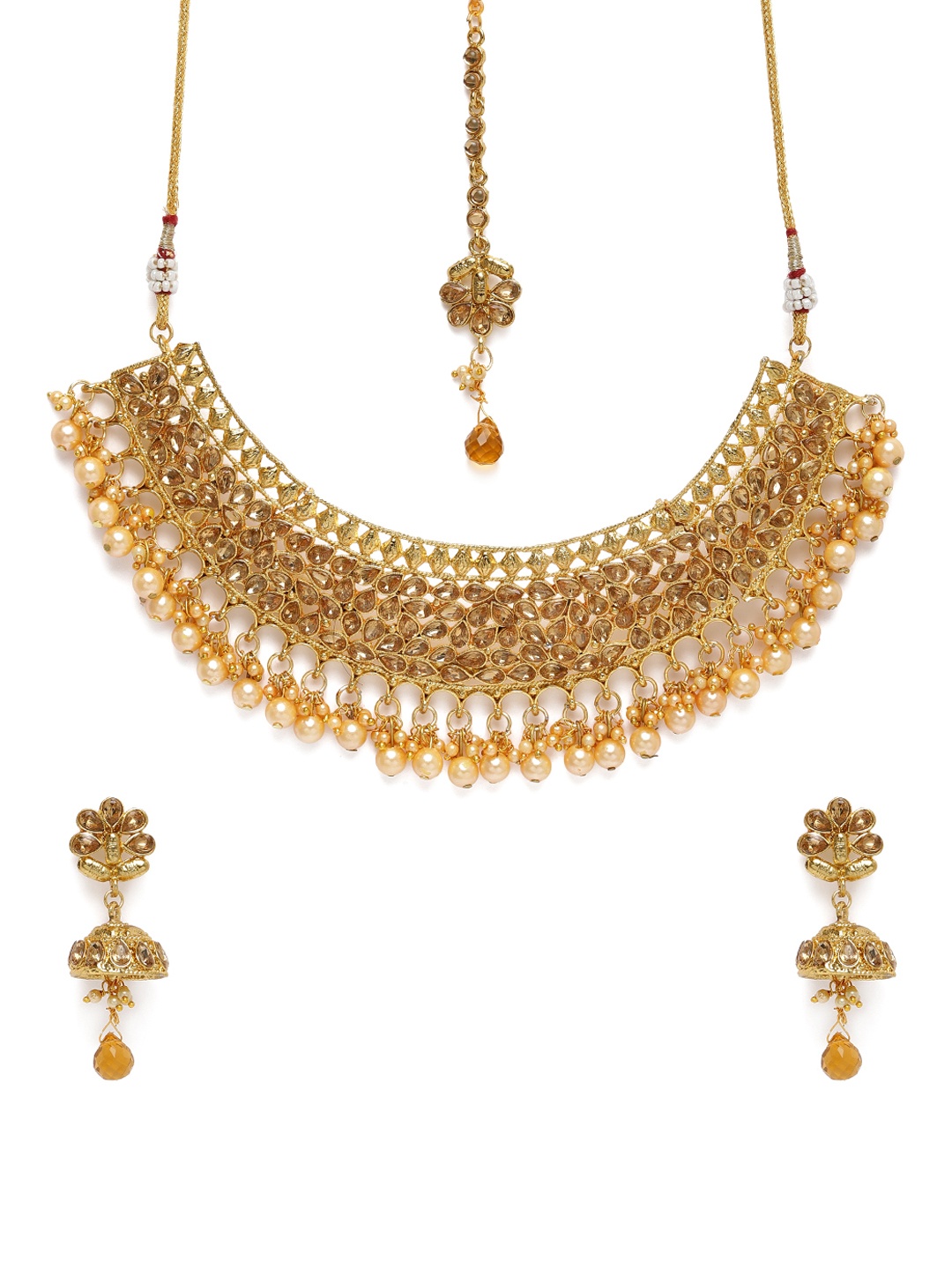 

Kord Store Gold-Plated Kundan Studded Choker Jewellery Set