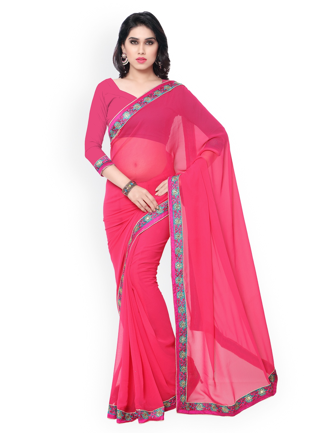 

Kalista Pink Georgette Saree