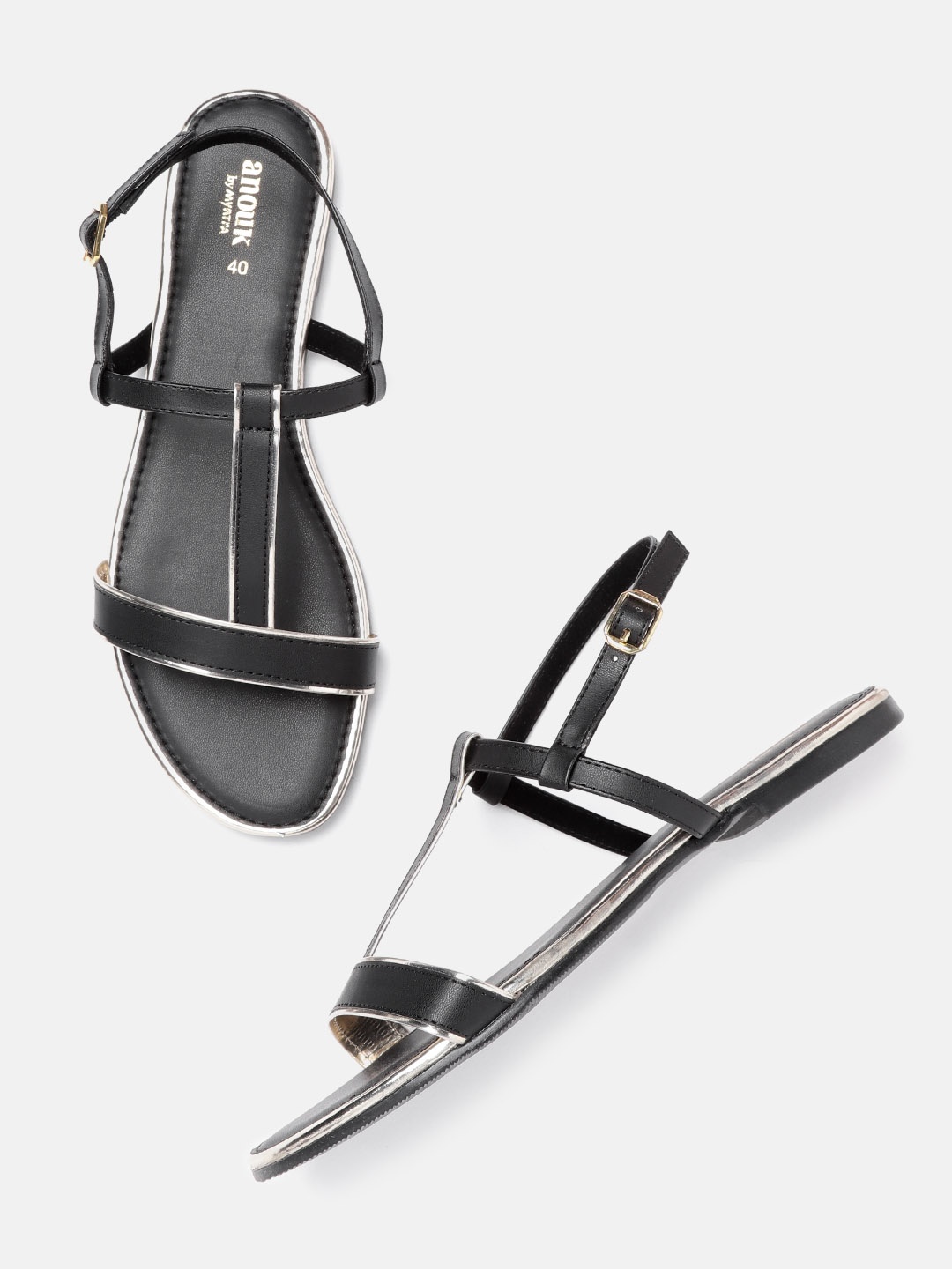 

Anouk Women Black Solid Open Toe Flats