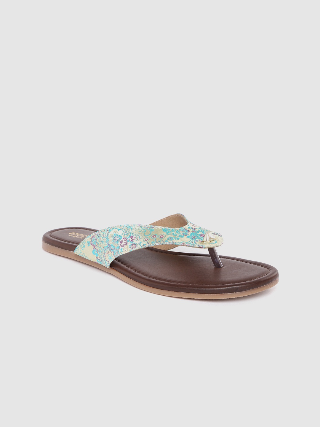 

Anouk Women Blue & Gold-Toned Woven Design Ethnic Open Toe Flats