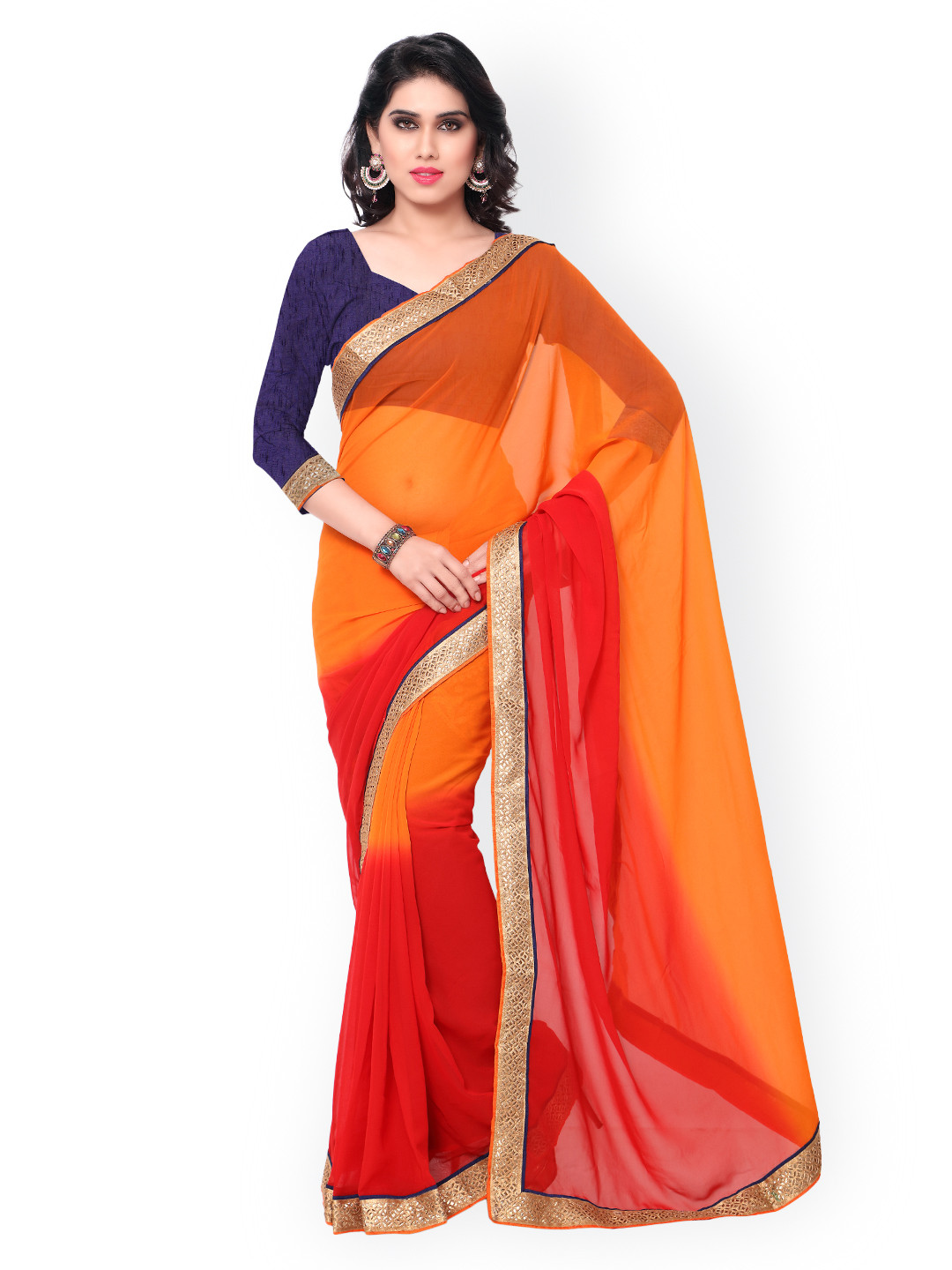 

Kalista Orange & Red Chiffon Saree
