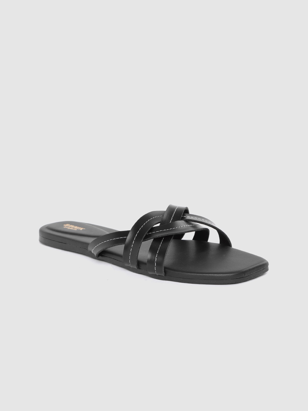 

Anouk Women Black Woven Design Open Toe Flats