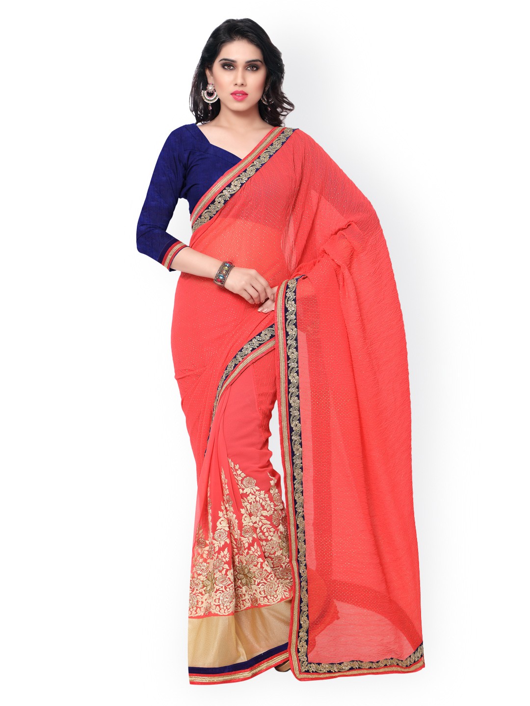 

Kalista Pink Georgette Embellished Saree