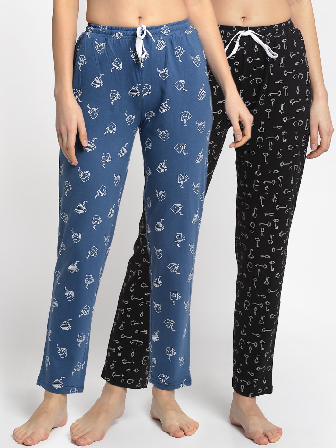 

Boston Club Women Pack of 2 Printed Sustainable Lounge Pants, Black