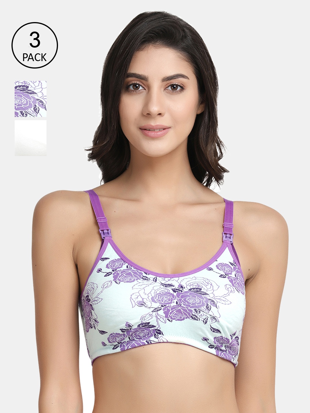 

Inner Sense Pack Of 3 Printed Non-Wired Non Padded Maternity Bra IMB004D_4D_4F, White