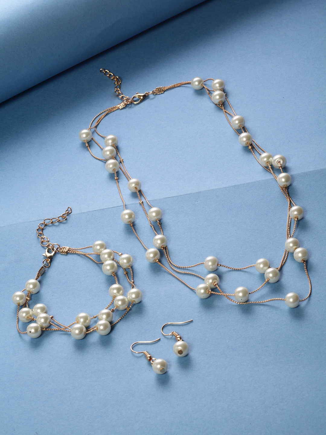 

Shining Diva Fashion Gold-Plated White Pearl Jewellery Set