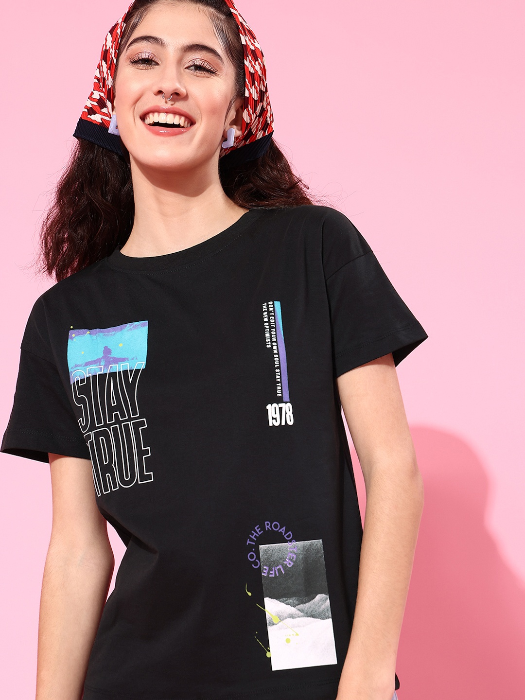 

The Roadster Lifestyle Co Women Stylish Black Typography New Age Tshirt
