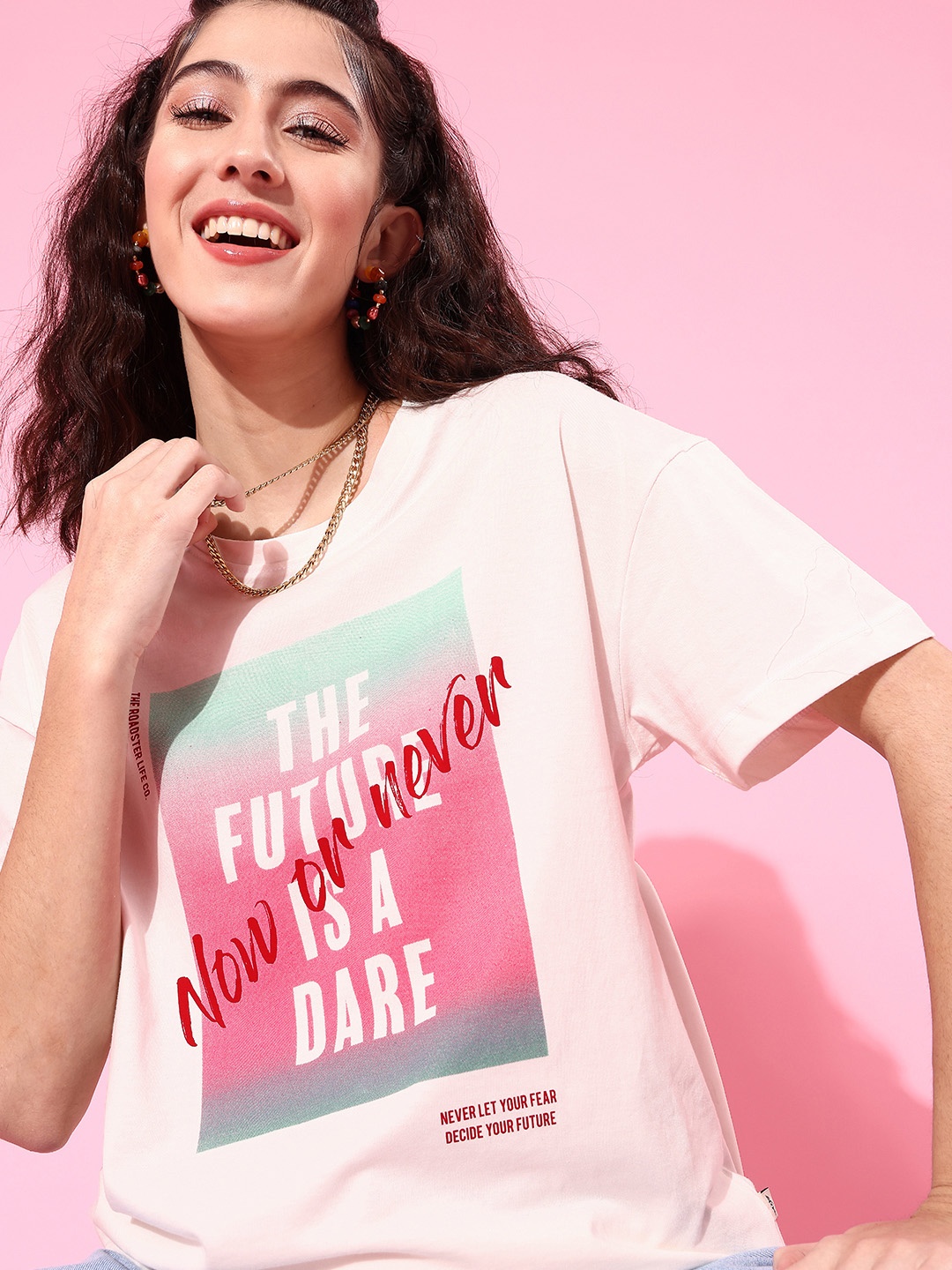 

Roadster Women Classic White Typography Better Slogan Tshirt