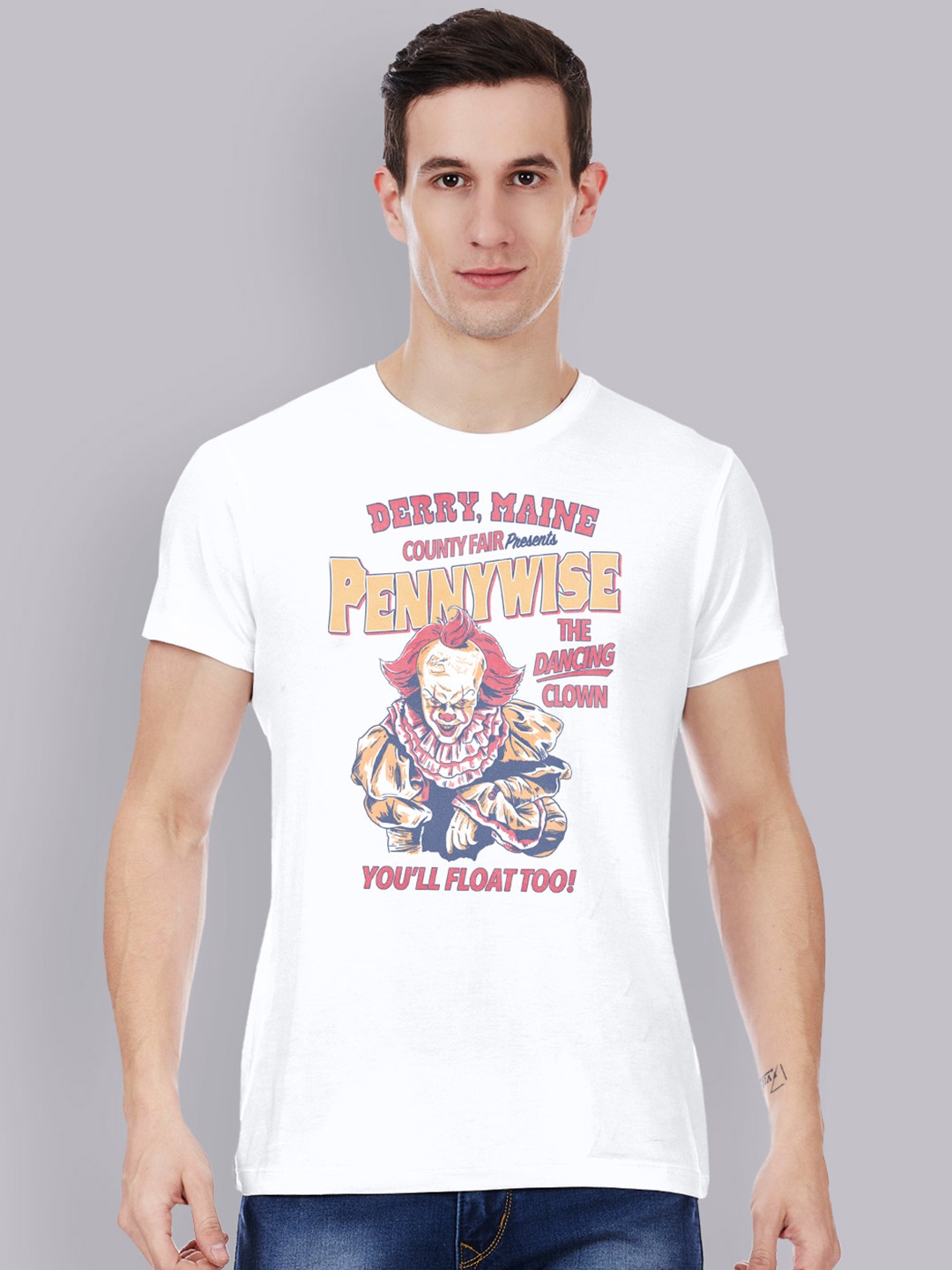 

Free Authority Men White IT Printed Round Neck Cotton T-shirt
