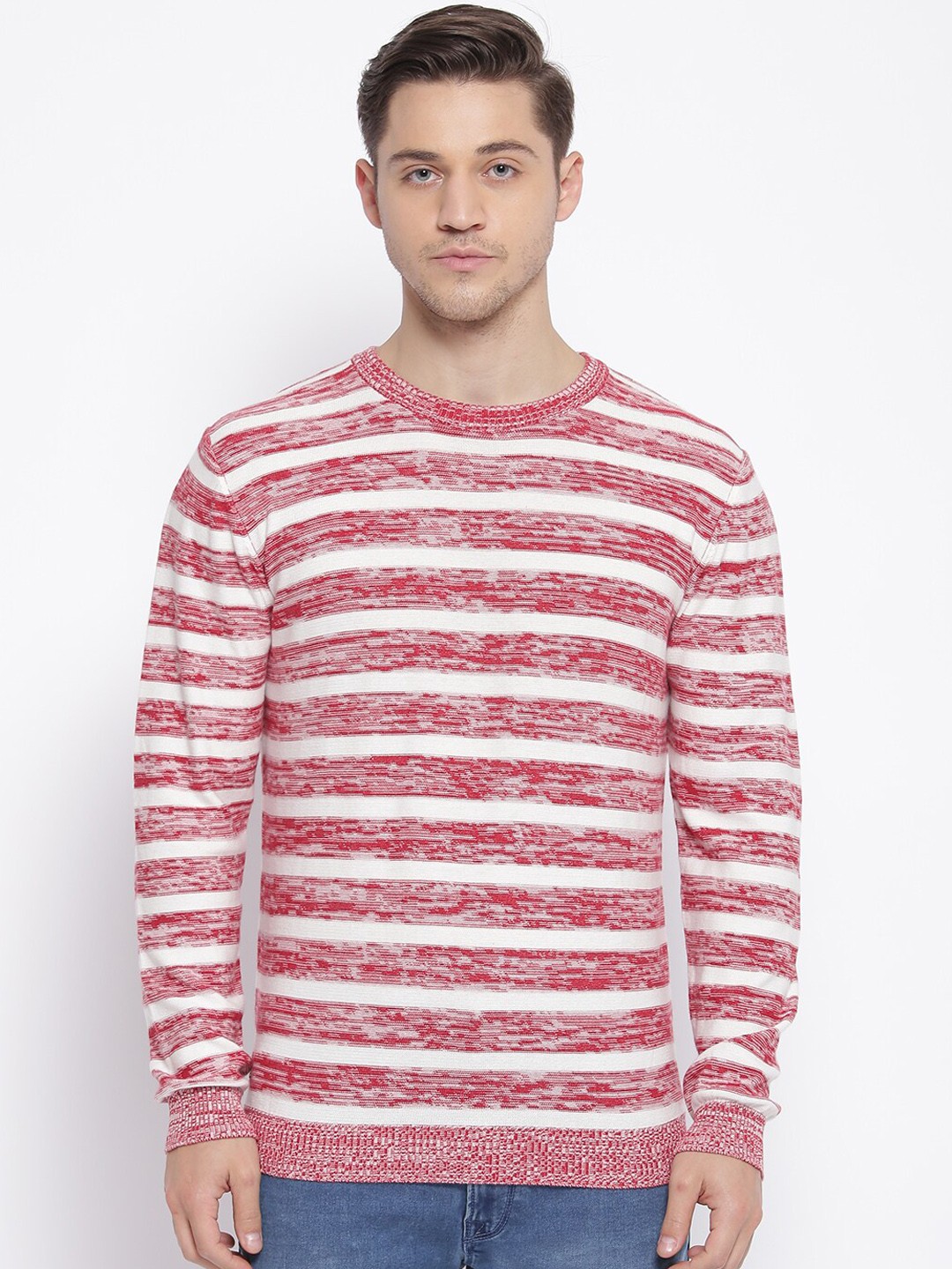 

Pepe Jeans Men Red Striped Pullover Sweater
