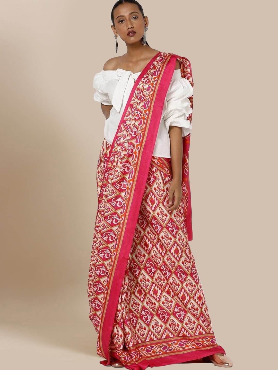 

Chhabra 555 Pink Art Silk Printed Banarasi Saree