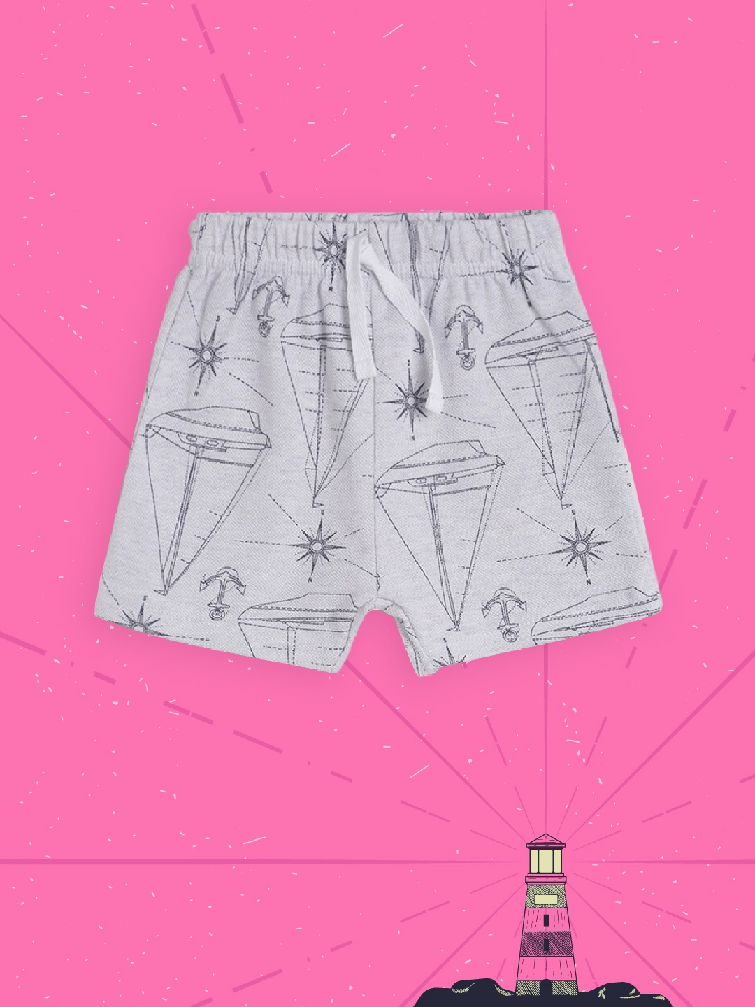 

MINI KLUB Boys Pack Of 3 Printed Regular Fit Shorts, Grey