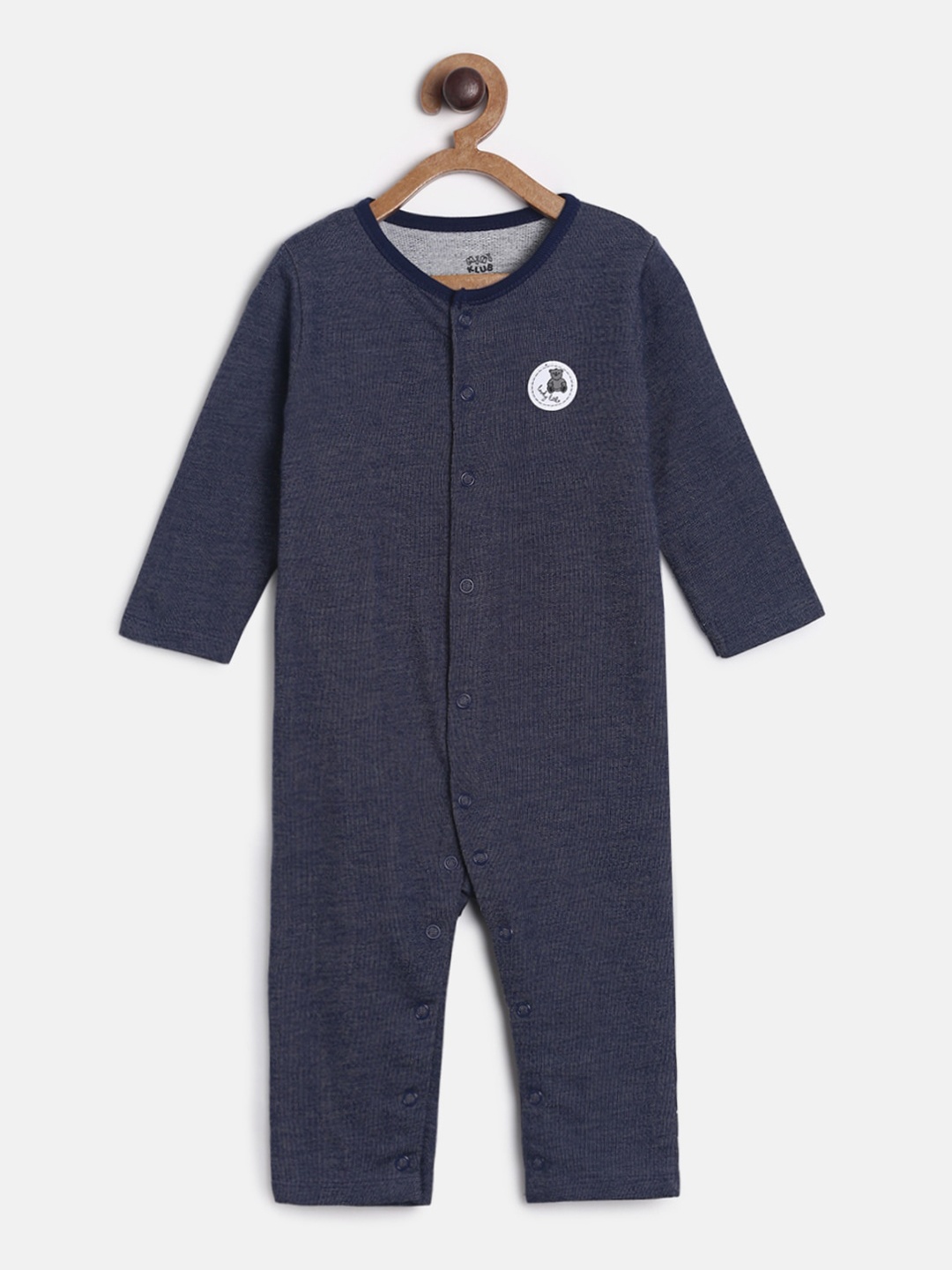 

MINI KLUB Infant Boys Navy Blue Solid Cotton Romper