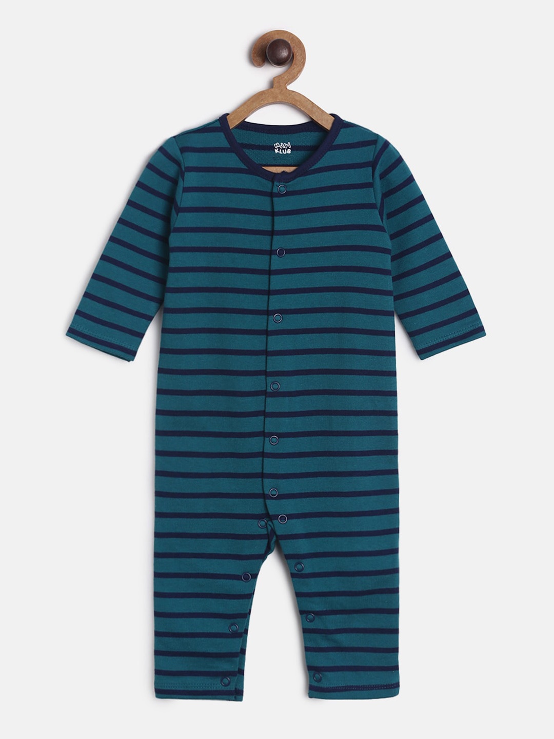 

MINI KLUB Infant Boys Green & Navy Blue Striped Cotton Romper