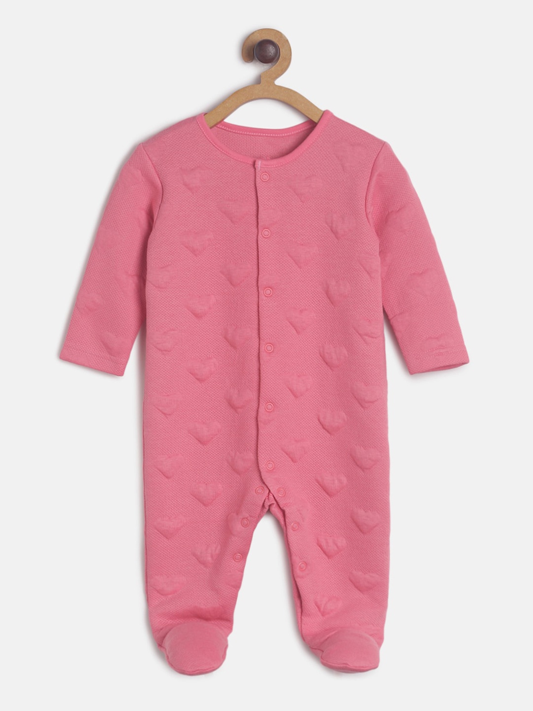 

MINI KLUB Infant Girls Pink Heart-Patterned Cotton Sleepsuit