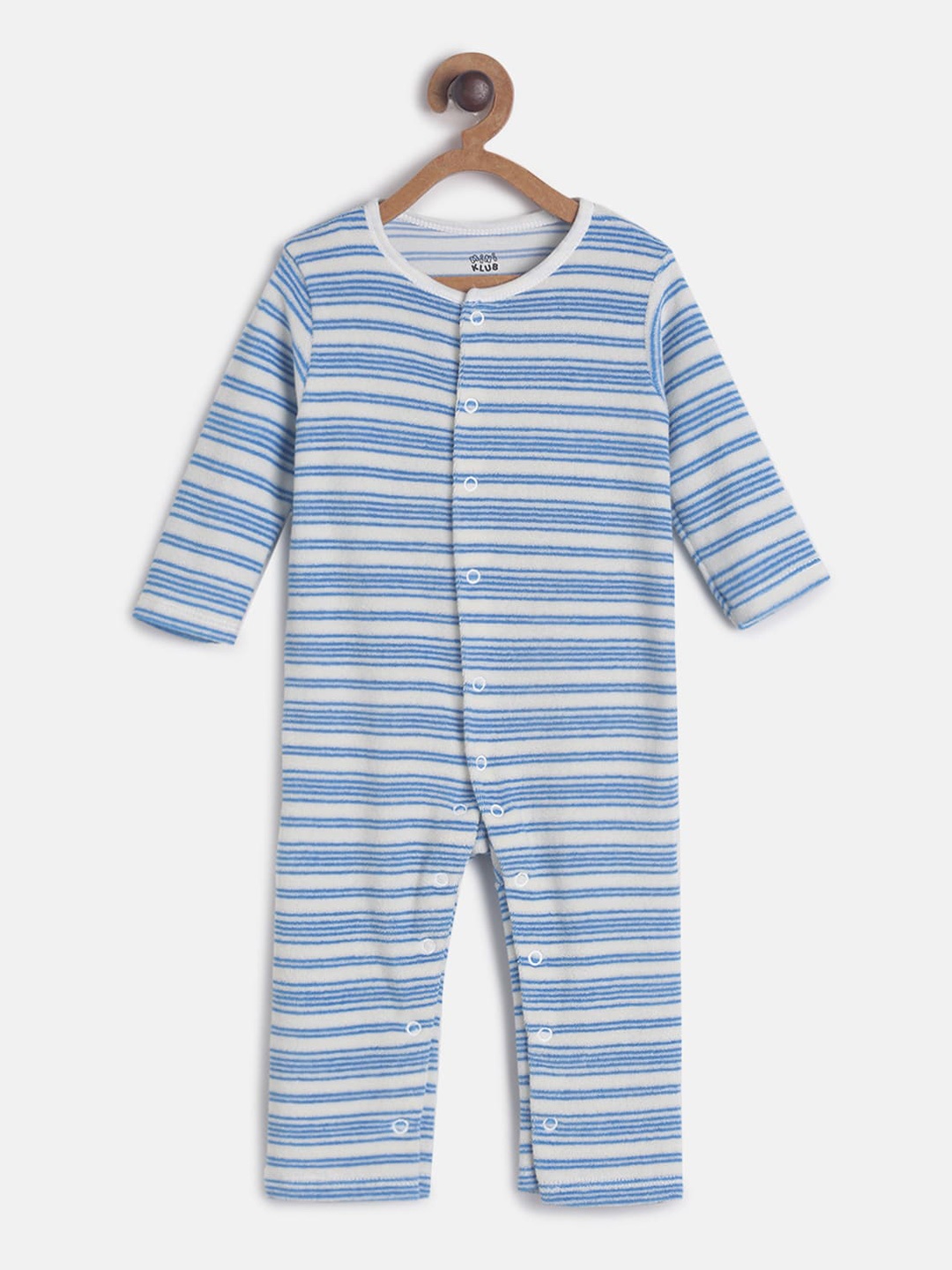 

MINI KLUB Infant Boys White & Blue Striped Cotton Rompers