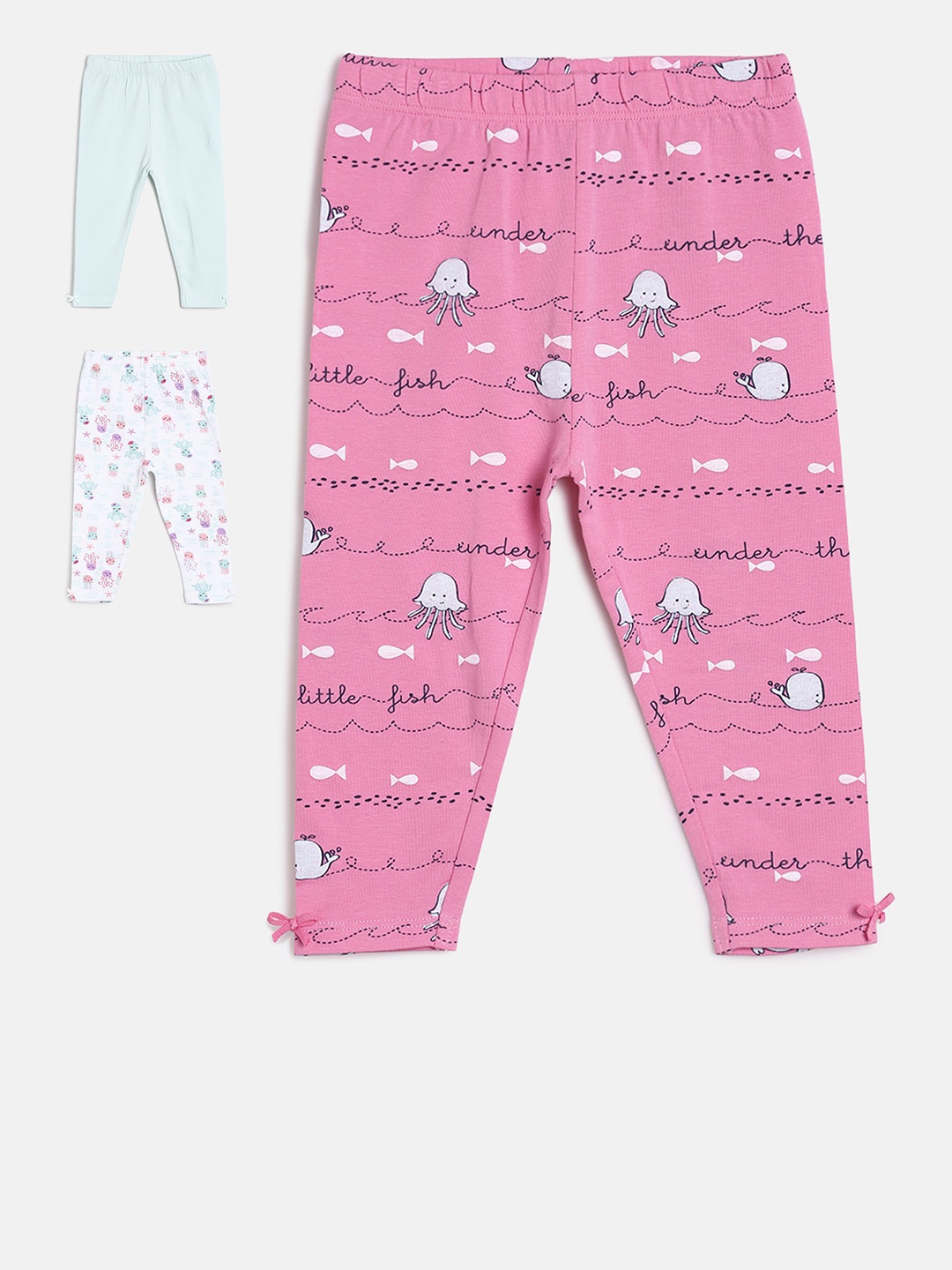 

MINI KLUB Infant Girls Pack Of 3 Ankle-Length Leggings, Pink
