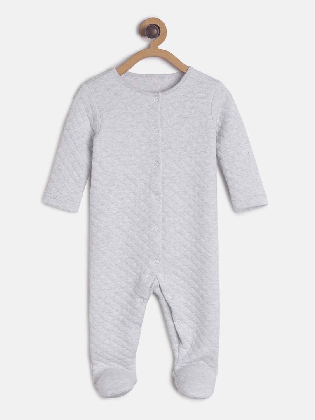 

MINI KLUB Infant Girls Grey Solid Sleepsuit