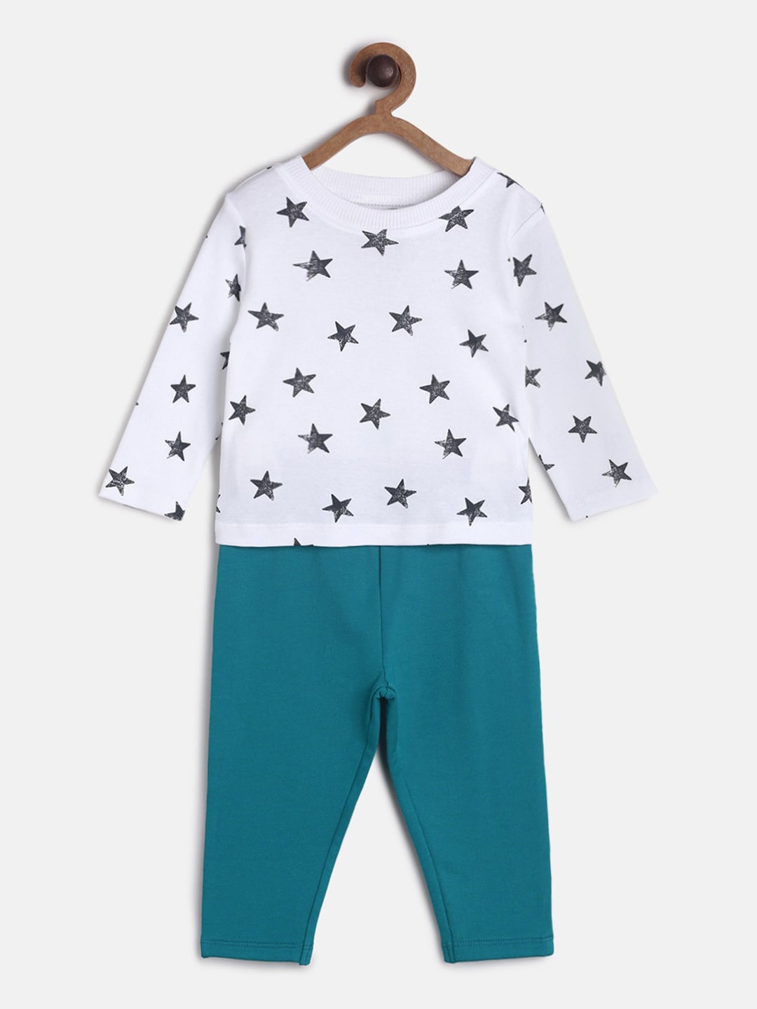 

MINI KLUB Boys White & Green Printed Top with Trousers