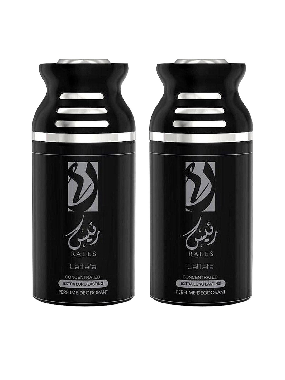 

Lattafa Unisex Set of 2 Raees Deodorant Perfumed Bodyspray 250ml, Black