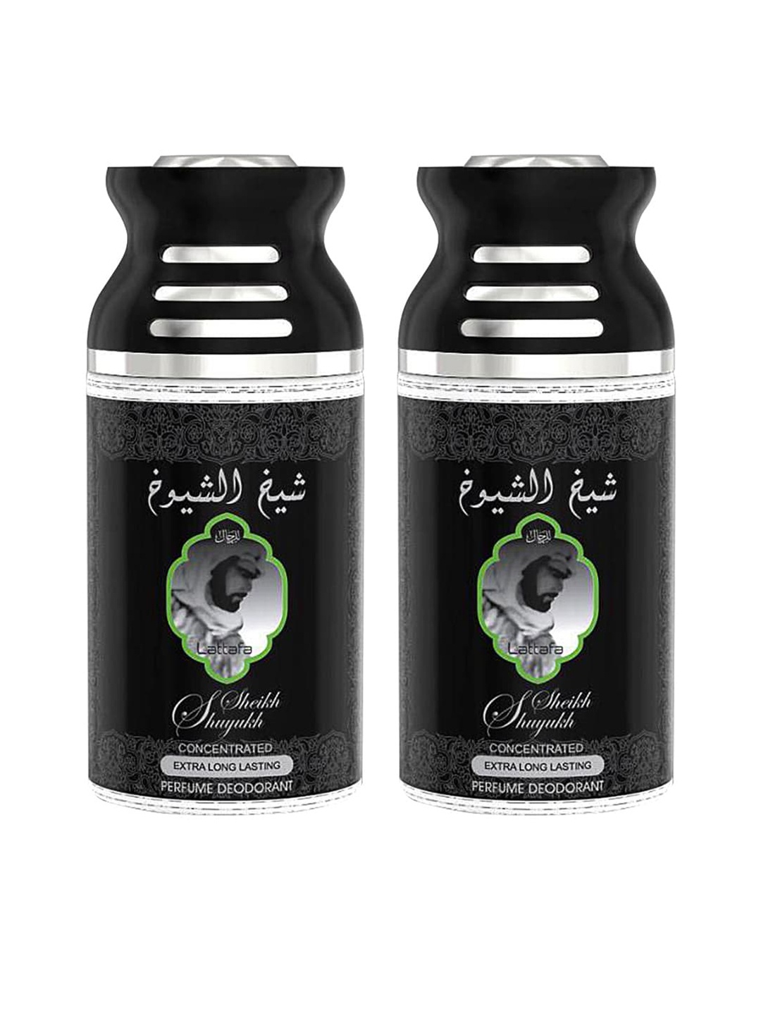 

Lattafa Unisex Set of 2 Sheikh Al Shuyukh Deodorant Perfumed Bodyspray 250ml, Black