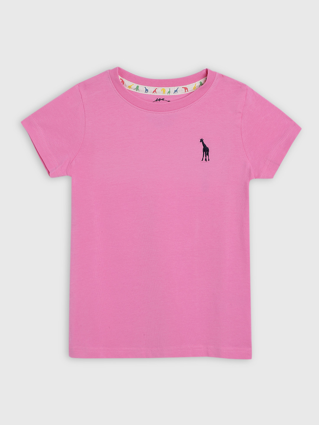 

Blue Giraffe Girls Pink Solid Round Neck T-shirt