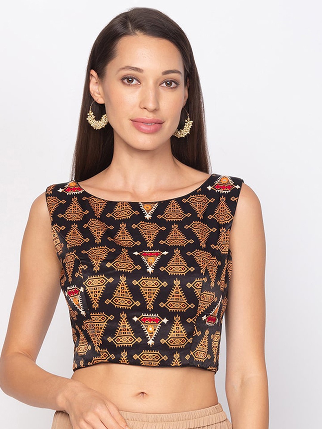 

SALWAR STUDIO Women Black & Yellow Embroidered Padded Readymade Saree Blouse