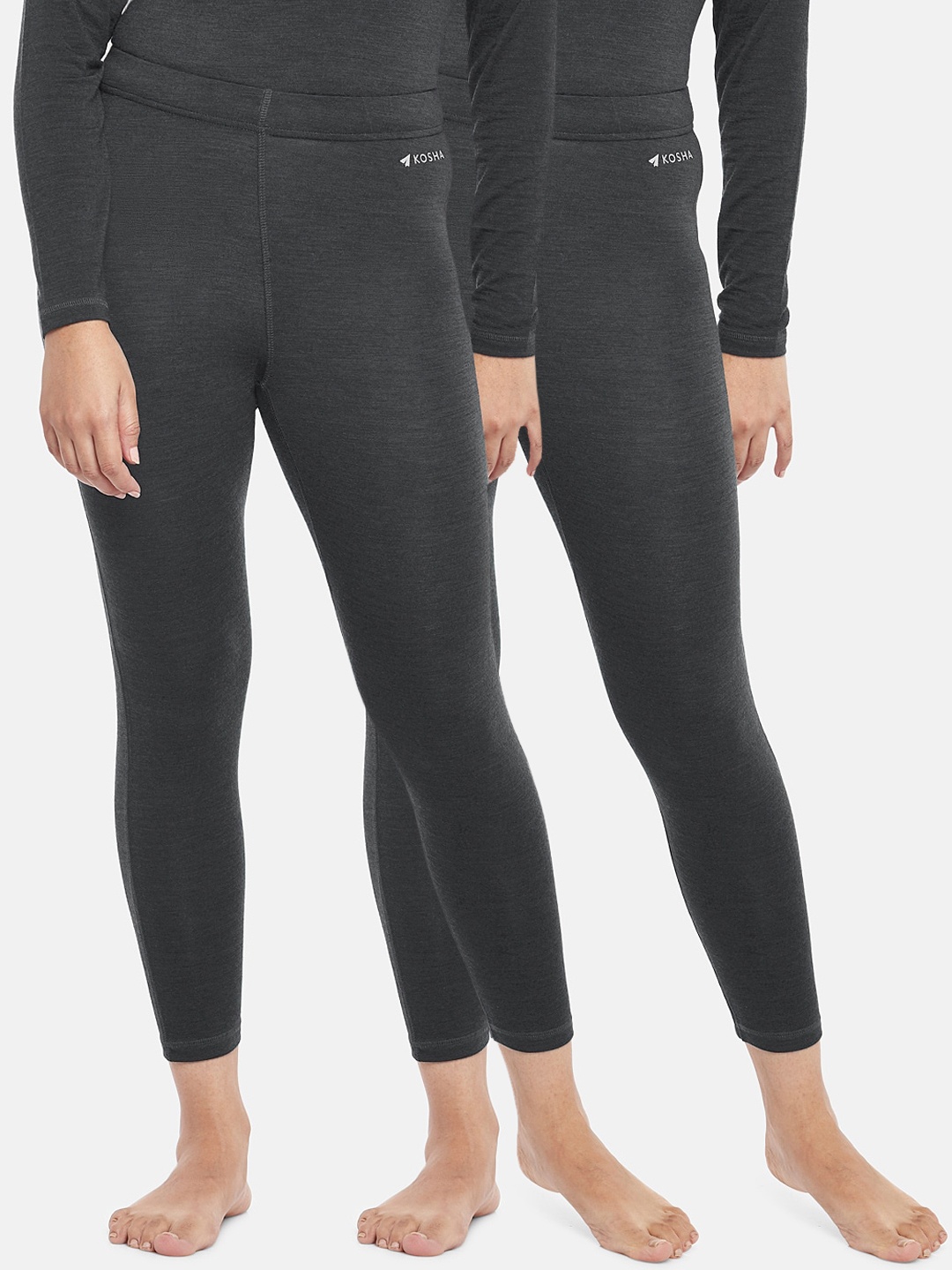 

Kosha Women Pack of 2 Solid Merino Wool & Bamboo Thermal Leggings, Charcoal