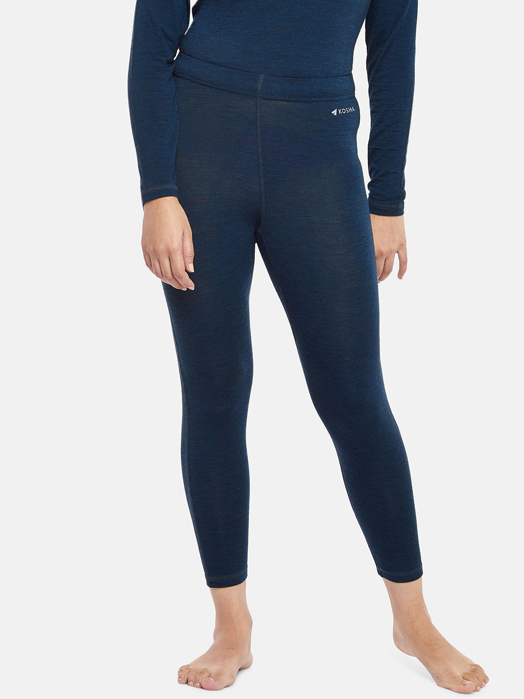 

Kosha Women Plus Size Navy Blue Solid Merino Wool & Bamboo Thermal Leggings