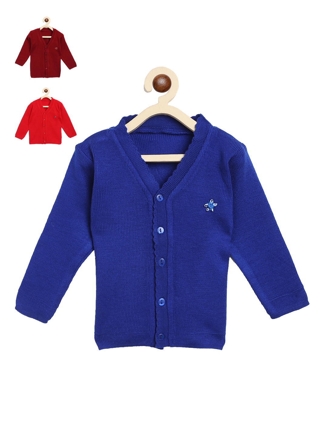 

FABNEST Unisex Kids Pack of 3 Solid V-Neck Sweater, Blue