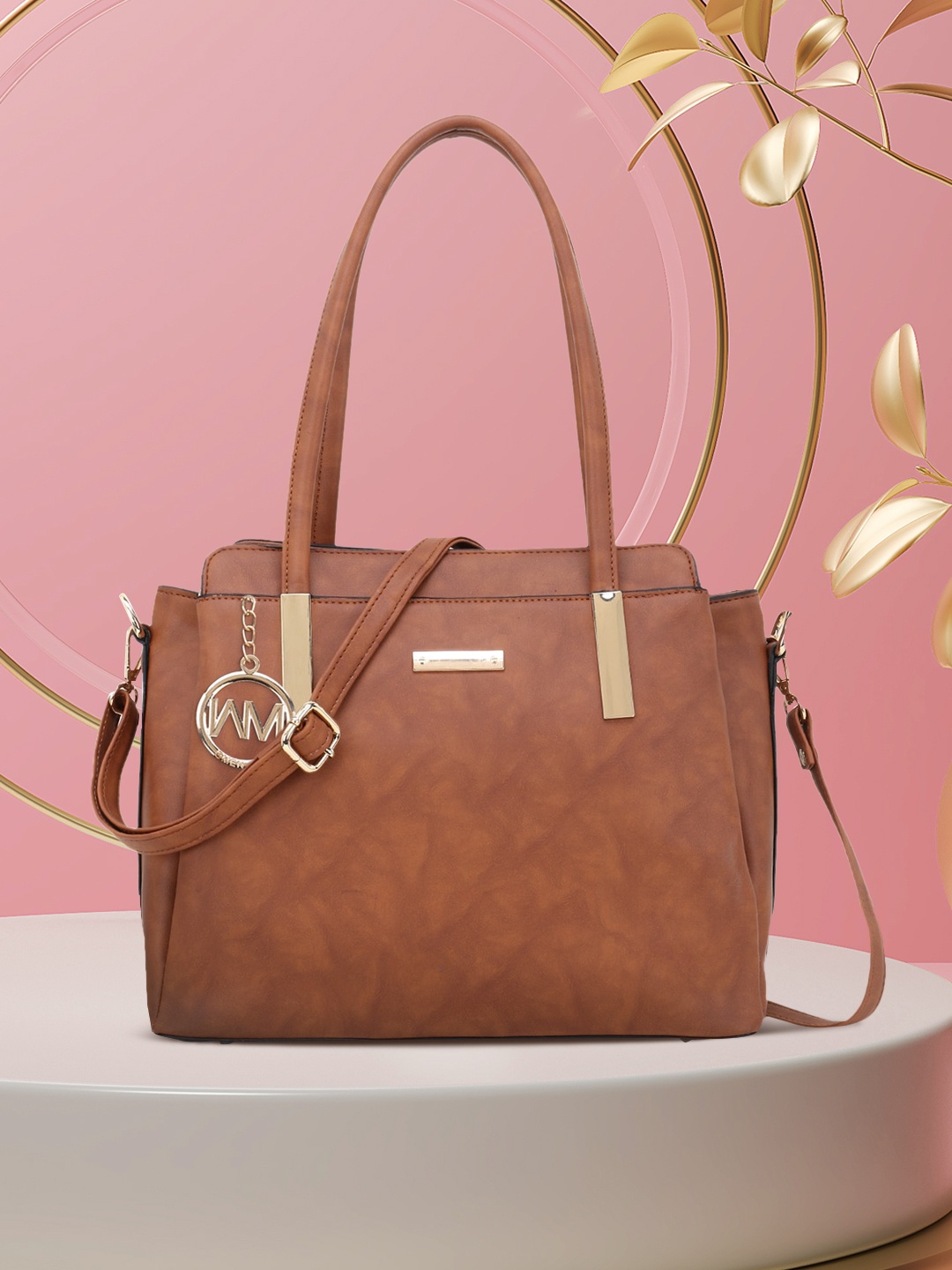 

WOMEN MARKS Tan Brown Solid Handheld Bag
