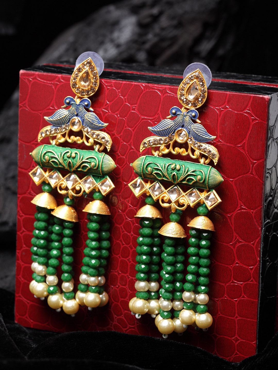 

PANASH Green Contemporary Drop Earrings