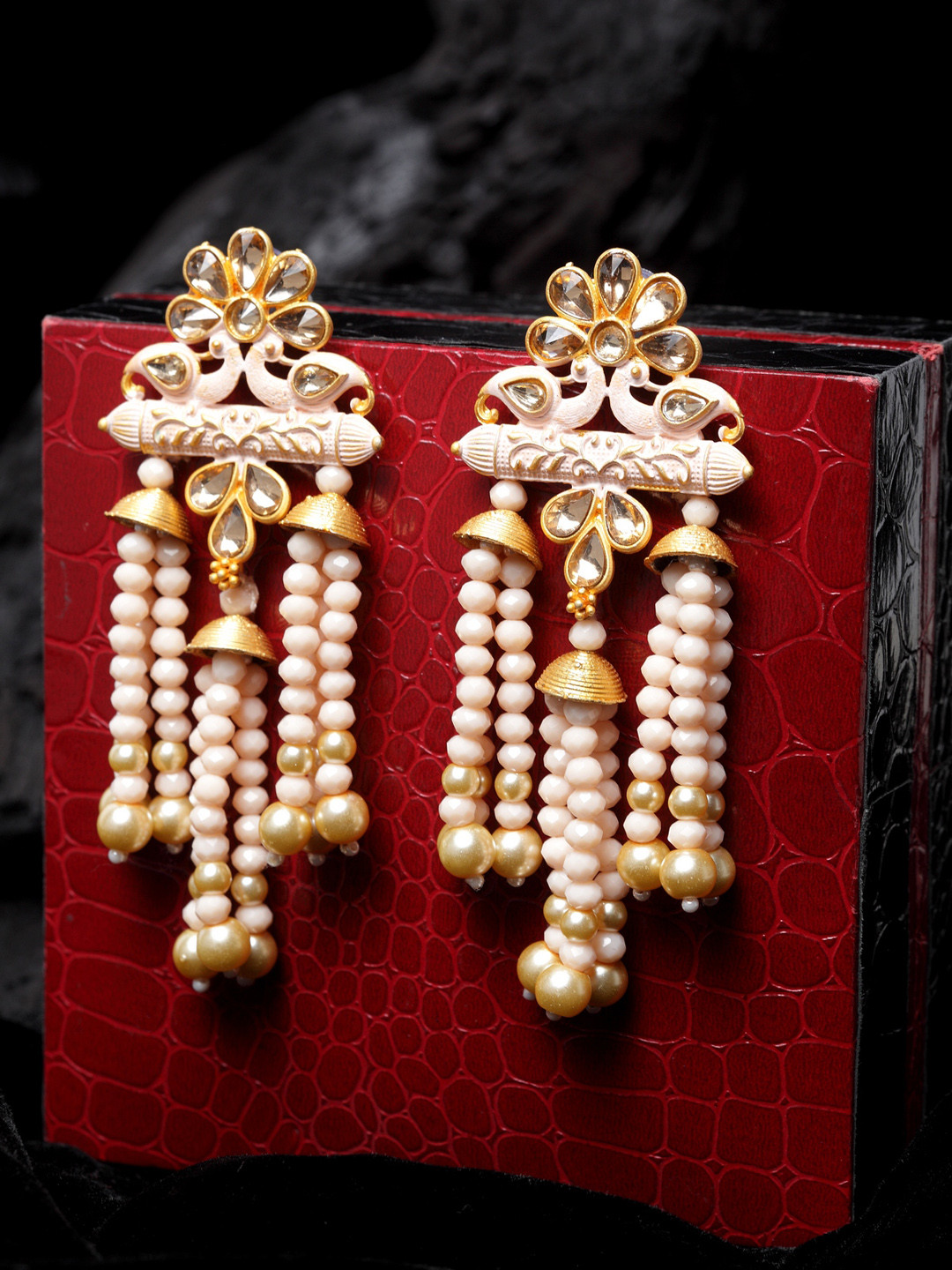 

PANASH Pink Peacock Shaped Drop Earrings