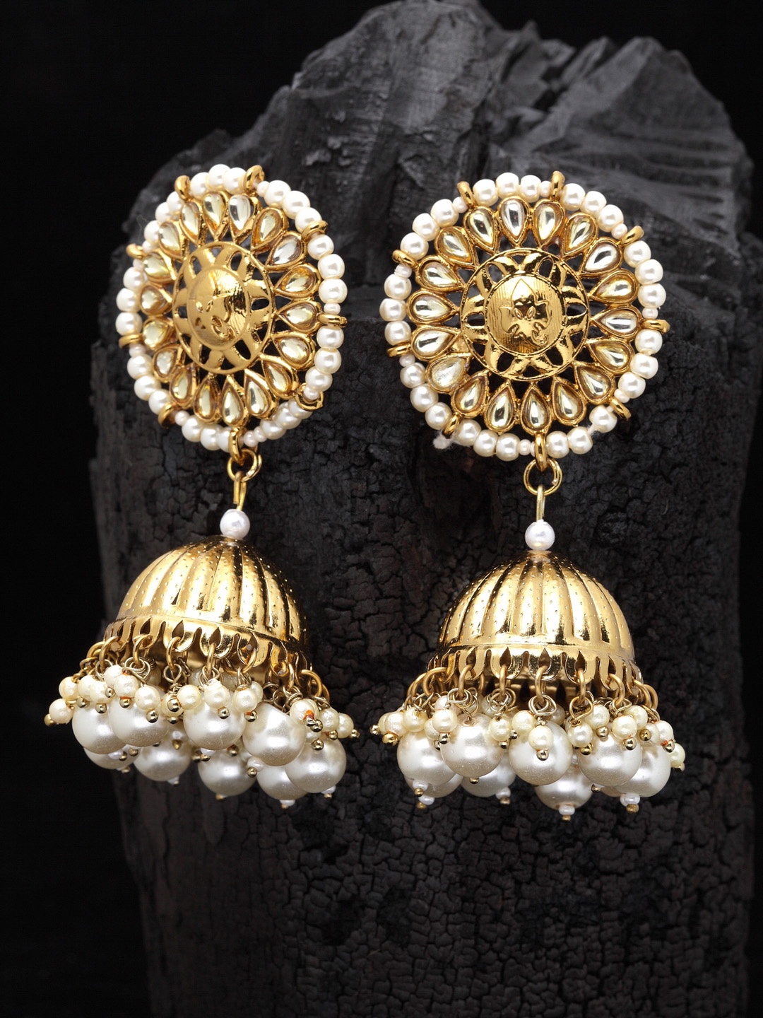 

PANASH Gold-Toned Contemporary Jhumkas