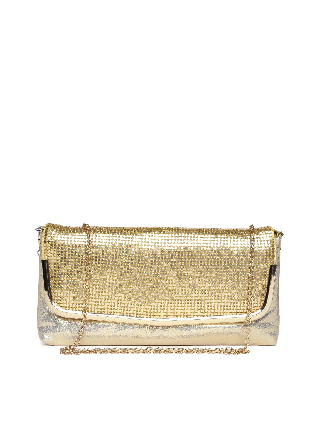 

Lino Perros Gold-Toned Sheen Clutch with Chain Strap