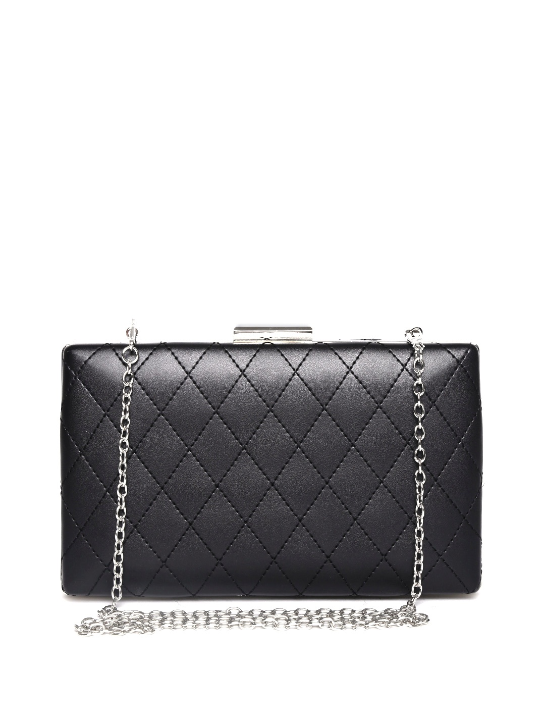 

Lino Perros Black Quilted Box Clutch with Chain Strap