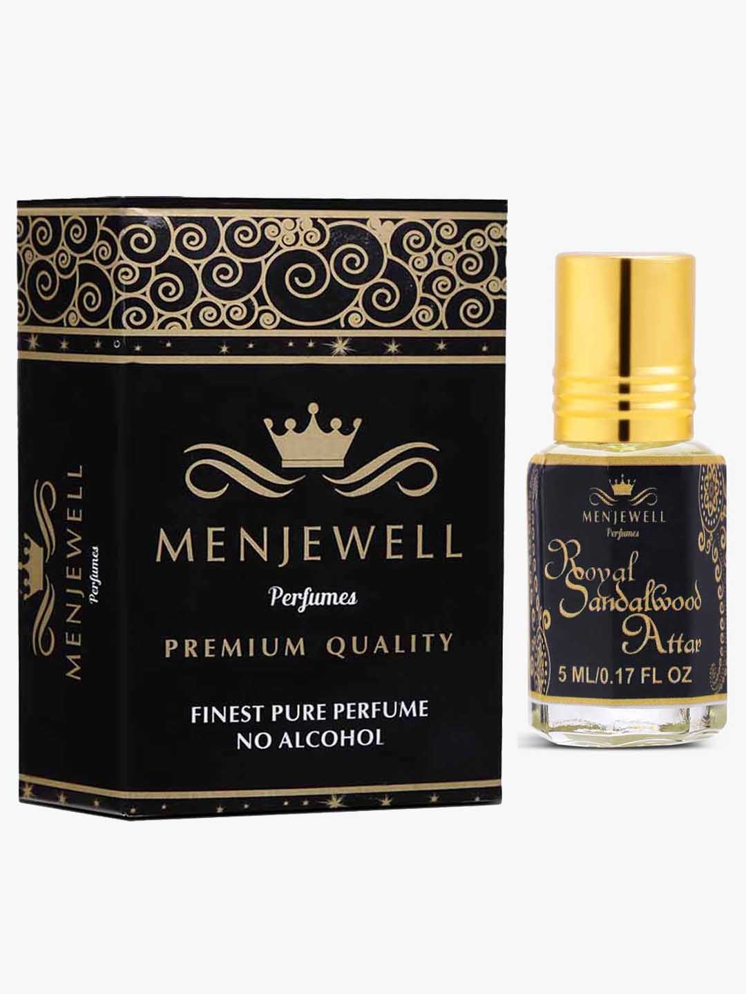

Menjewell Fragrances Royal Sandalwood Long Lasting Attar, Transparent