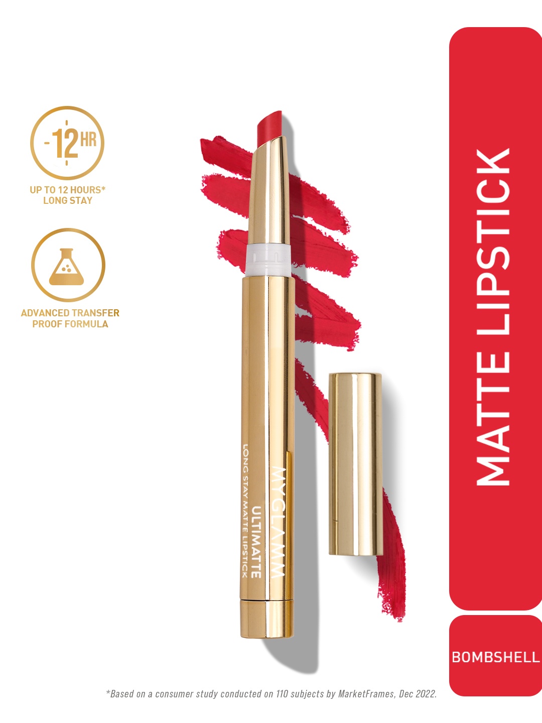 

MyGlamm Ultimatte Long Stay Matte Lipstick-Bombshell-1.3g, Red