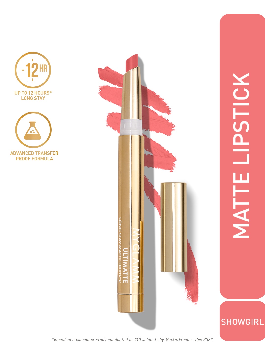 

MyGlamm Ultimatte Long Stay Matte Lipstick-Showgirl-1.3g, Pink