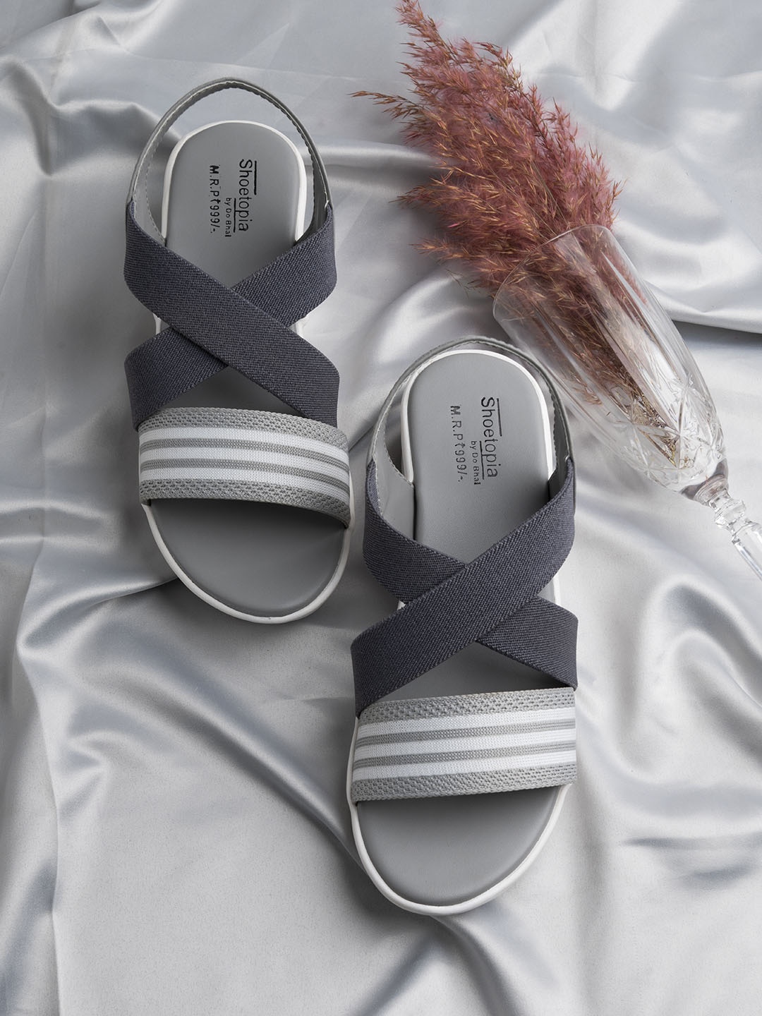 

Shoetopia Girls Grey & White Striped Heels